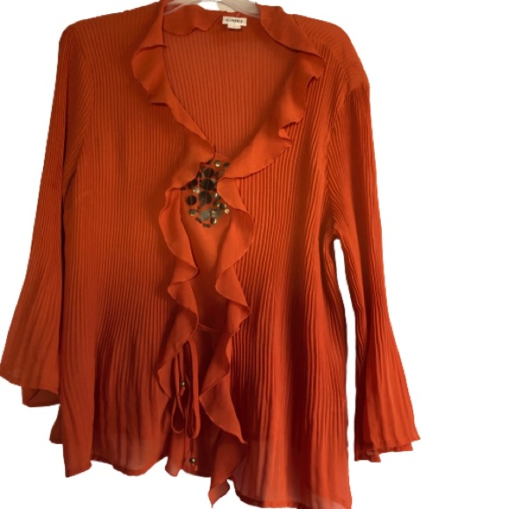 GATO  orange women blouse sz XL